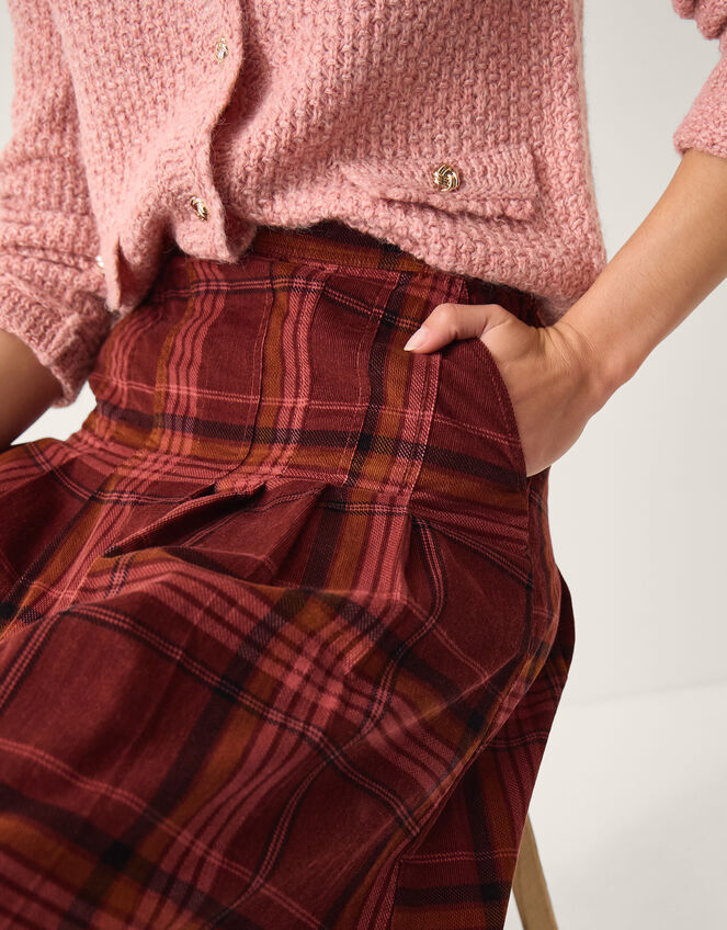 Charly Check Midi Skirt, Red (BURGUNDY), large