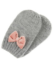 Baby Ellie Bow Knit Mittens, Grey (GREY), large