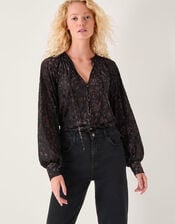 Dory Sparkle Devoré Shirt, Black (BLACK), large