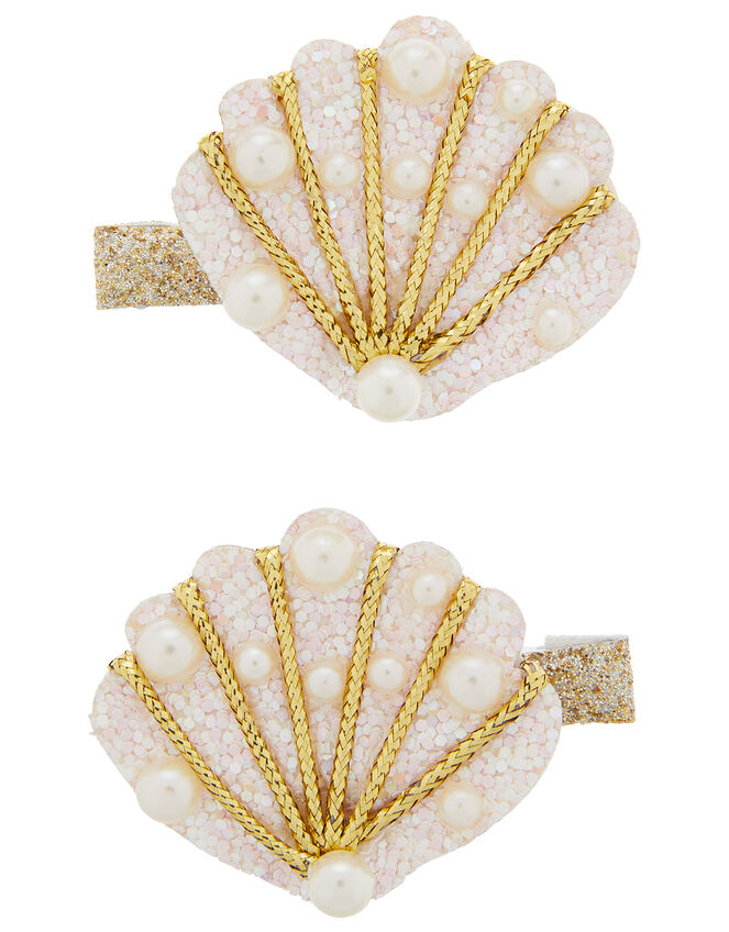 Livia Pearl Shell Hair Clips, , large
