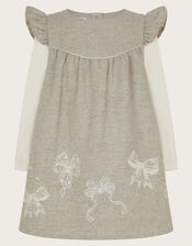 Baby Top and Tweed Pinafore Dress Set, Grey (GREY), large