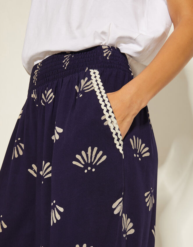 Briana Print Wide Leg Trousers, Blue (NAVY), large