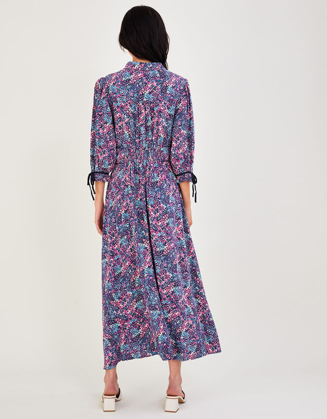 Print Floral Dress with Collar, Purple (PURPLE), large