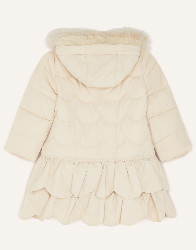 Frill Padded Coat With Hood, Natural (CHAMPAGNE), large