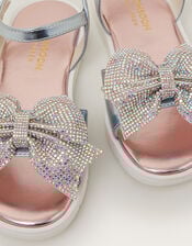 Rhinestone Bow Metallic Sandals, Multi (MULTI), large