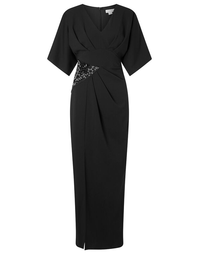 Kirsty Beaded Insert Stretch Maxi Dress, Black (BLACK), large