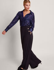 Megan Sequin Shirt, Navy (PURPLE), large