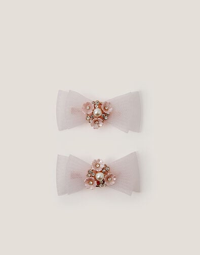 2-Pack Flower Mesh Bow Hair Clips, , large