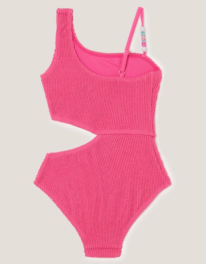 Asymmetrical Seersucker Swimsuit, Pink (PINK), large