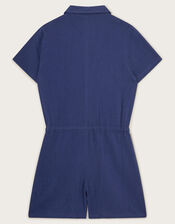 Button-Through Shirt Playsuit, Blue (BLUE), large