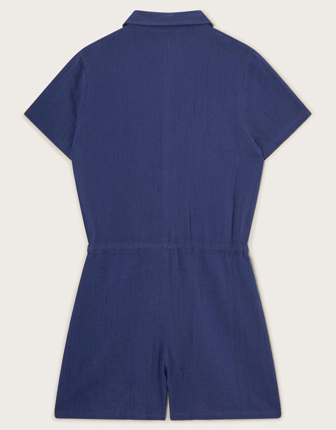 Button-Through Shirt Playsuit, Blue (BLUE), large