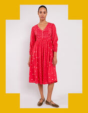 East Nova Bandhani Print Dress, Red (RED), large