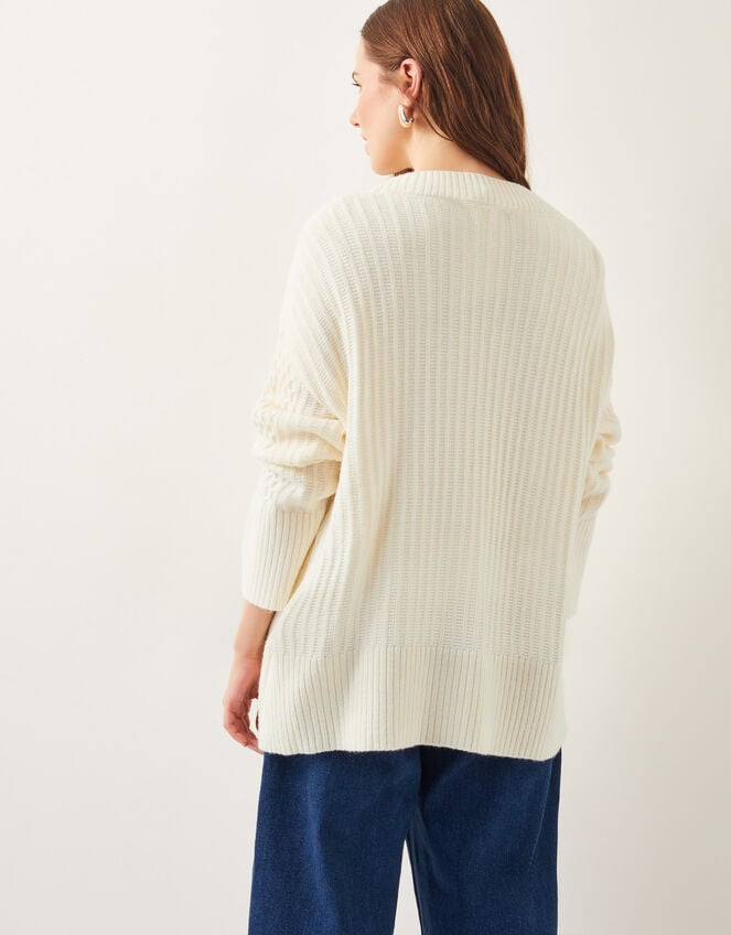 Opal Oversized Knit Cardigan, Ivory (IVORY), large