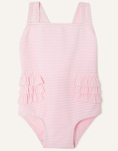 Baby Seersucker Ruffle Swimsuit Pink, Pink (PINK), large