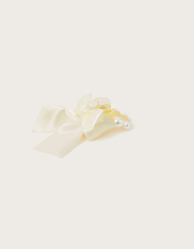 Bridesmaid Pearl Bow Claw Clip, , large