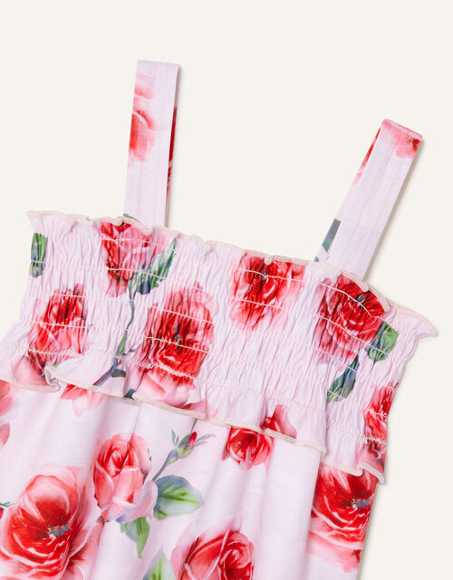 Baby Shirred Rose Print Swimsuit, Pink (PINK), large