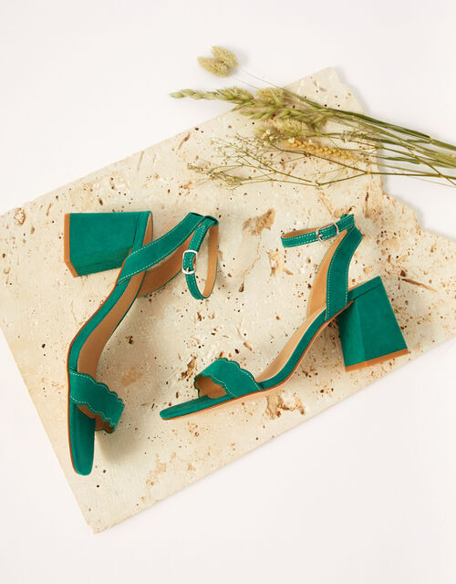 Scallop Occasion Block Heels, Green (GREEN), large