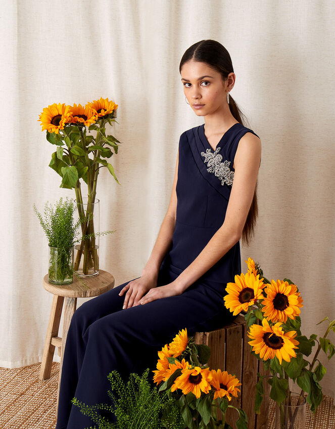 Maya Embellished Shoulder Maxi Dress, Blue (NAVY), large
