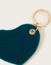 Plain Velvet Heart Keyring, Teal (TEAL), large