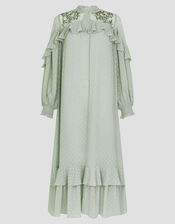 Debbie Polka Dot Ruffle Maxi Dress, Green (SAGE), large