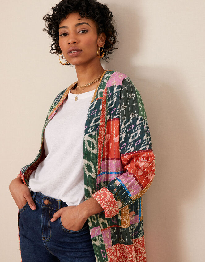 Ivannah Kantha Patch Print Jacket, Orange (ORANGE), large