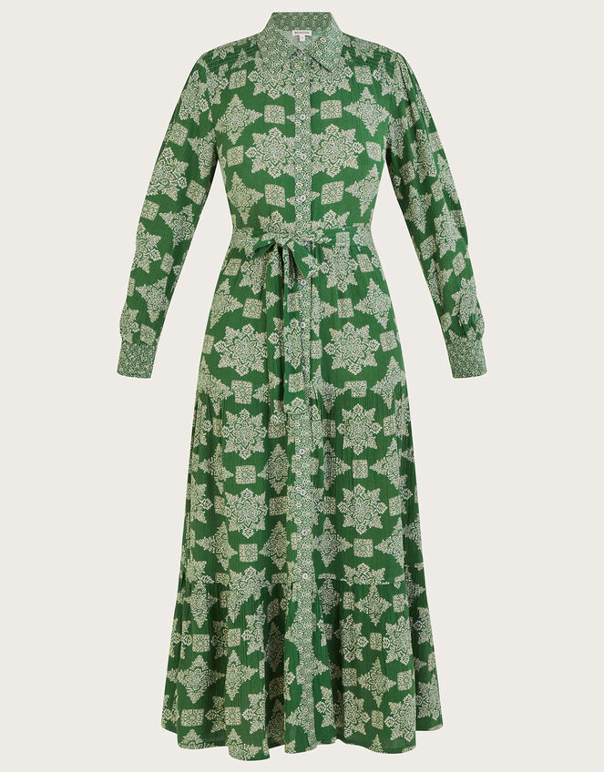 Fernanda Geometric Print Midi Dress in LENZING™ ECOVERO™ Green
