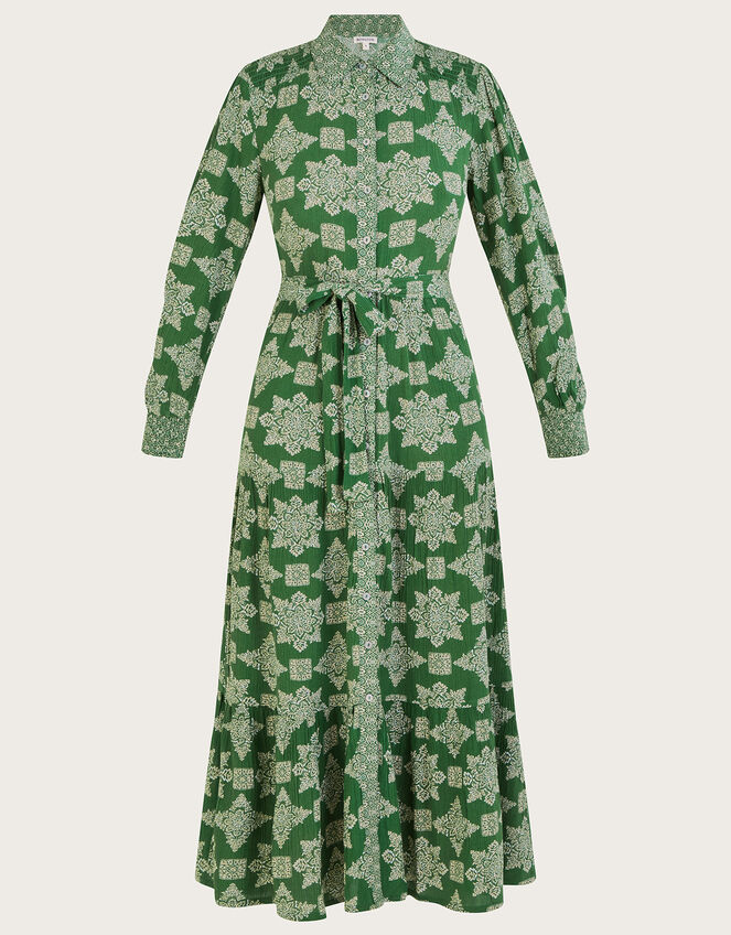Fernanda Geometric Print Midi Dress in LENZING™ ECOVERO™ Green