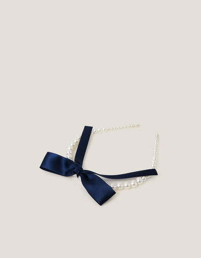 Pearl Ribbon Bow Headband, , large