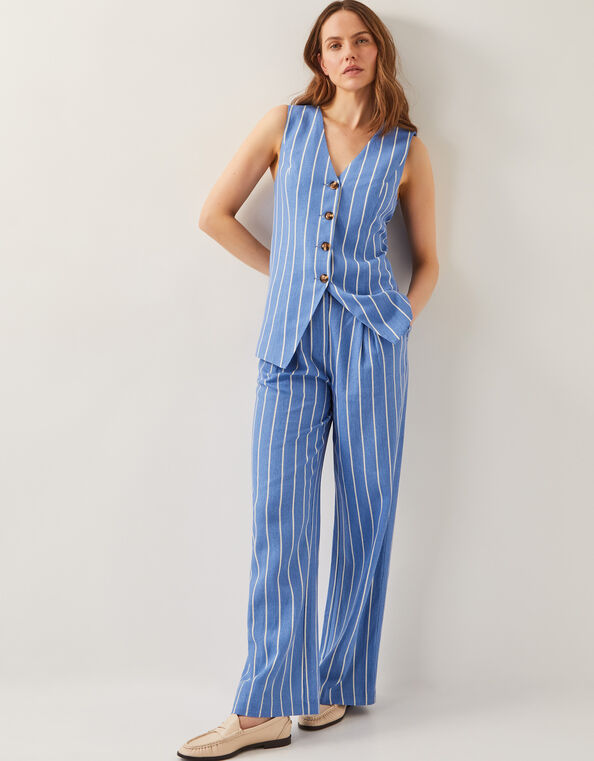 Susan Stripe Trousers, Blue (BLUE), large