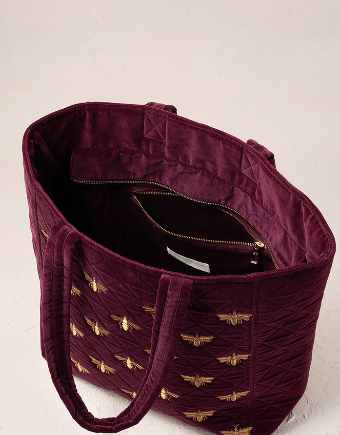 Elizabeth Scarlett Honeybee Velvet Tote Bag, , large