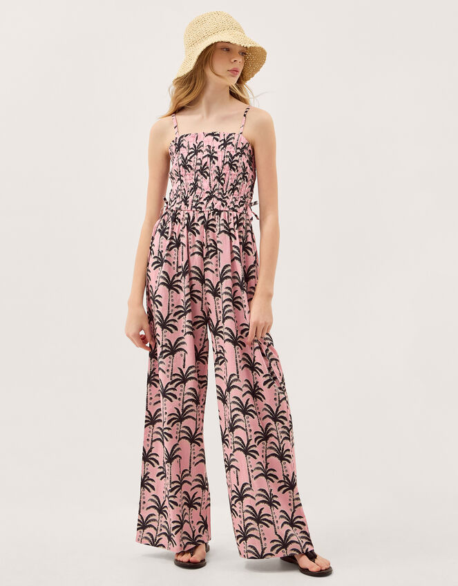 Palm Print Strappy Jumpsuit, Pink (PINK), large