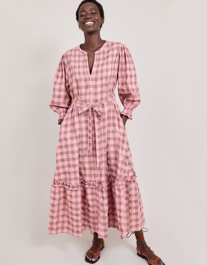 East Alyessia Woven Gingham Midi Dress, Multi (MULTI), large