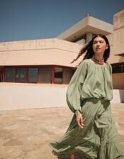 Devotion Twins Sage Tiered Midi Skirt, Green (GREEN), large