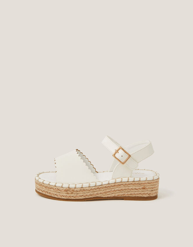 Scallop Espadrille Sandals, White (WHITE), large