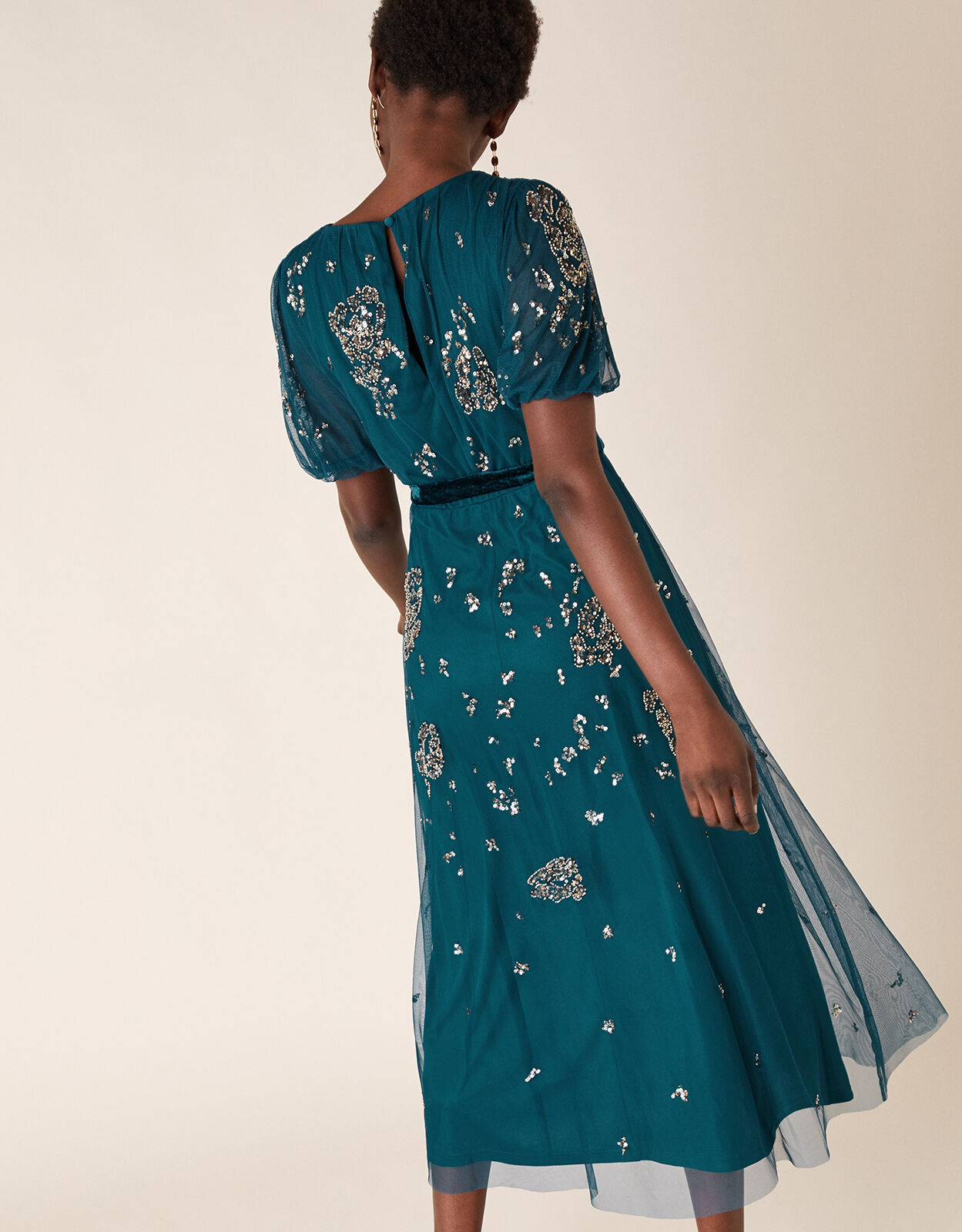 teal embellished dress