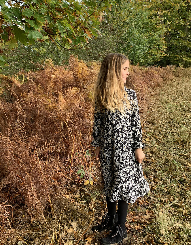 EDEN MINI ME FLORAL DRESS IN LENZING™ ECOVERO™, Black (BLACK), large