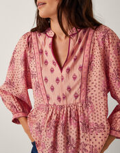 Sybil Contrast Print Blouse, Orange (CORAL), large