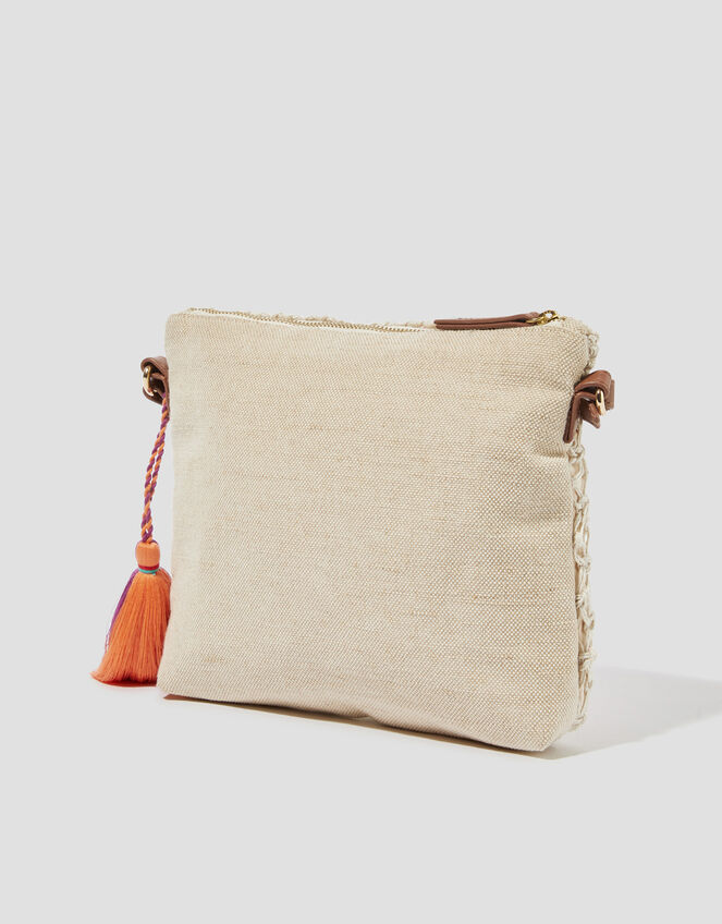 Zoe Embroidered Crochet Crossbody Bag, , large