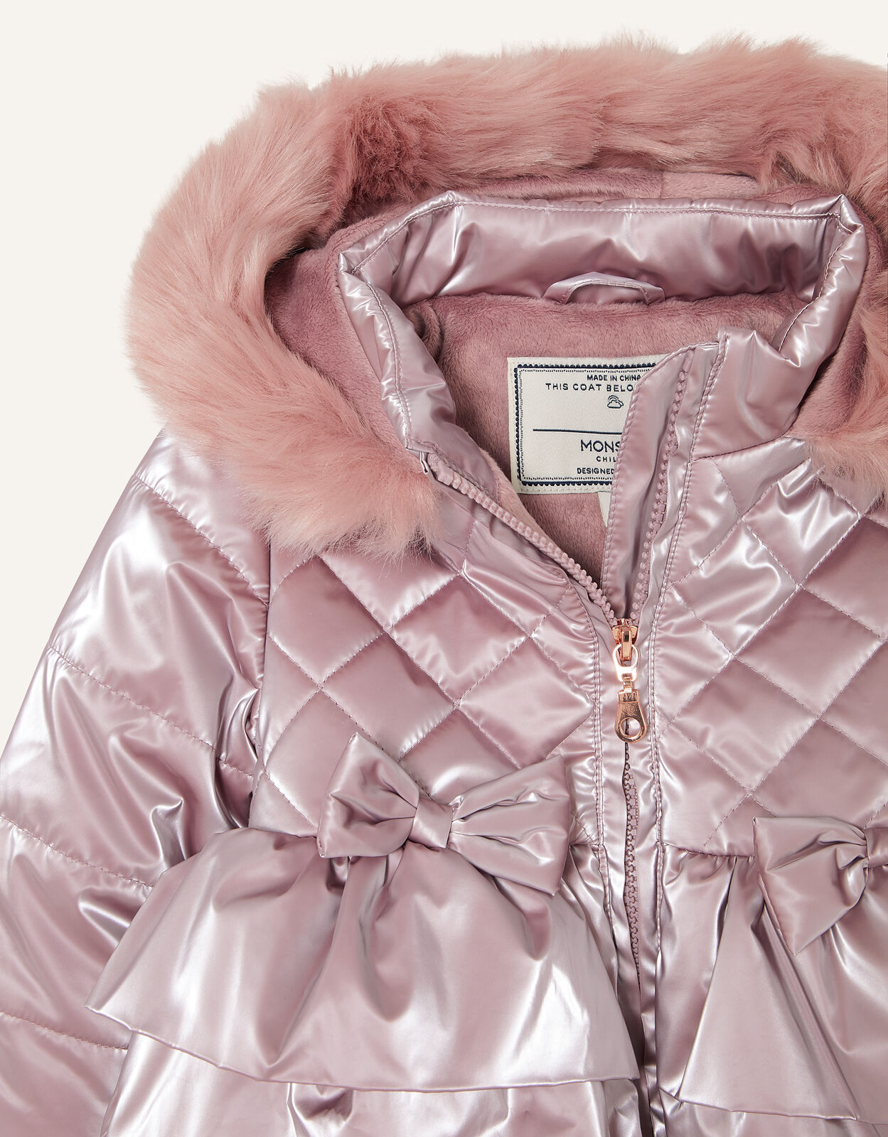 Baby Metallic Frill Puffball Coat Pink Coats Jackets Monsoon UK