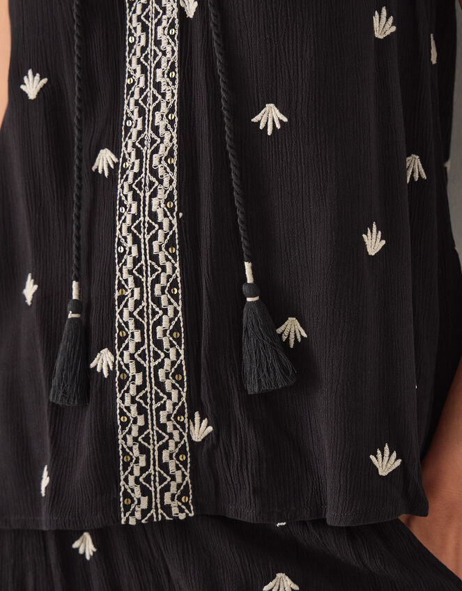 Samara Embroidered Tank Top, Black (BLACK), large