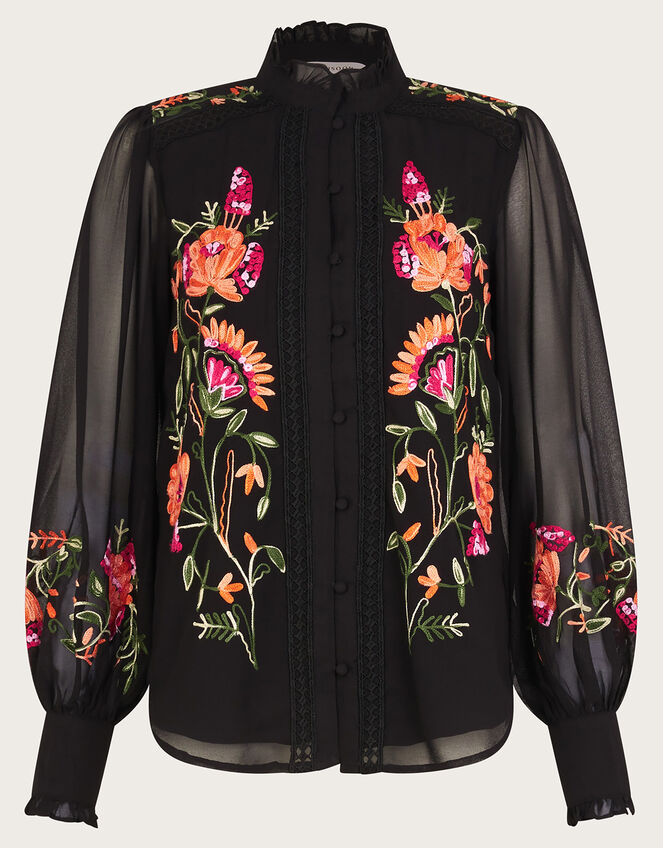Matilda Embroidered Blouse, Black (BLACK), large