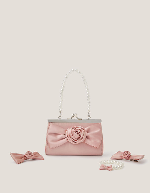 Bridesmaid Rosette Bag & Accessories Set, Pink (PALE PINK), large