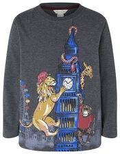 London Animal Long Sleeve T-Shirt, Grey (CHARCOAL), large