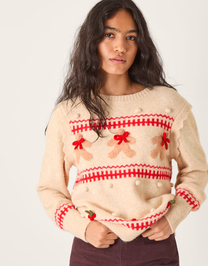 Bess Gingerbread Man Knit Jumper Ivory