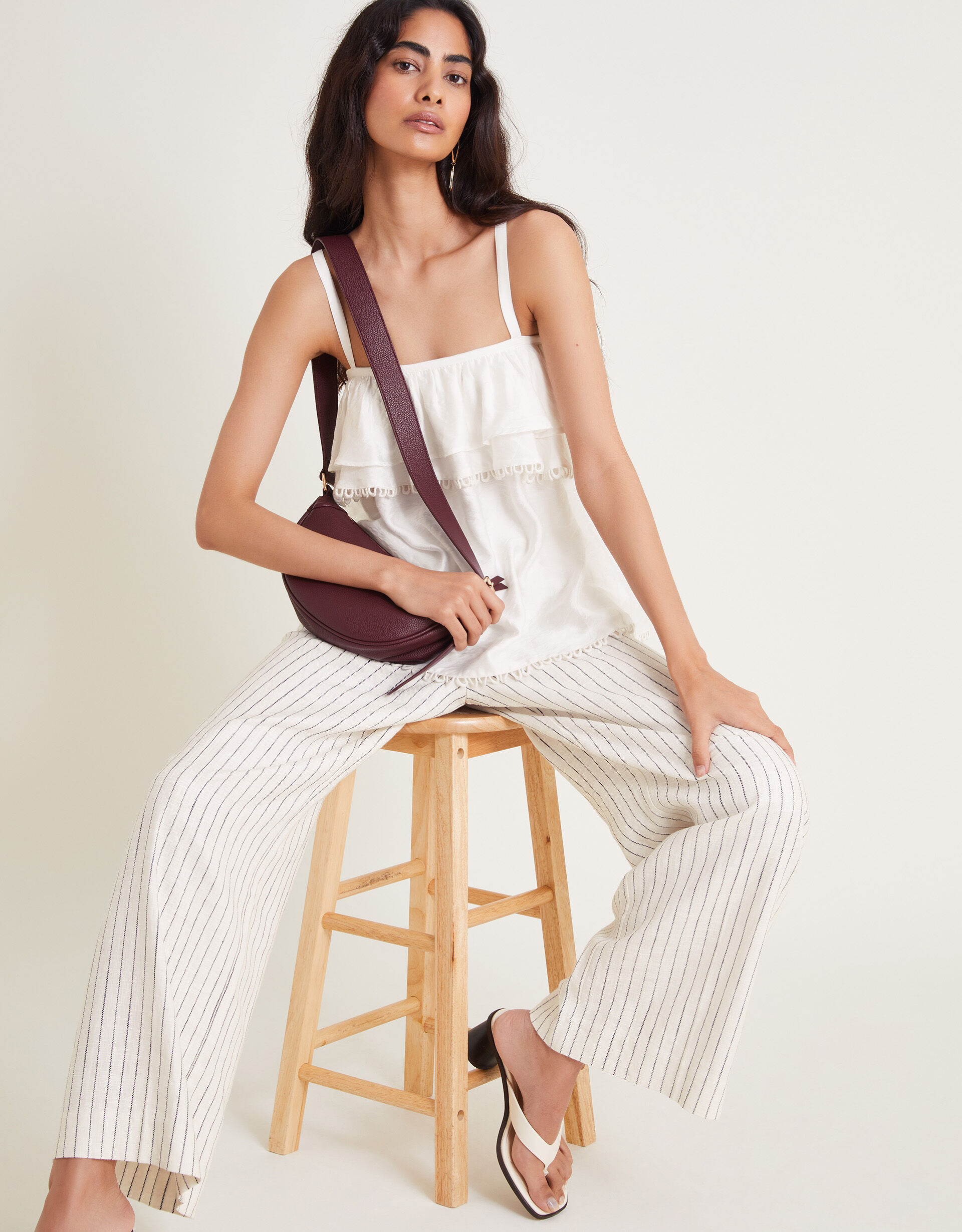 White frill cami top sale