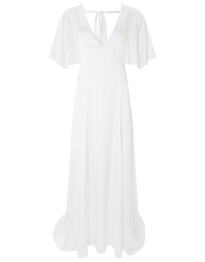 Vera Bridal Satin Cape Maxi Dress, Ivory (IVORY), large