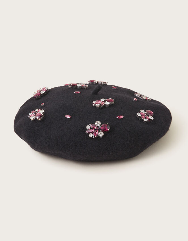 Diamante Wool Beret, , large