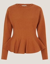 Peony Peplum Jumper, Yellow (AMBER), large