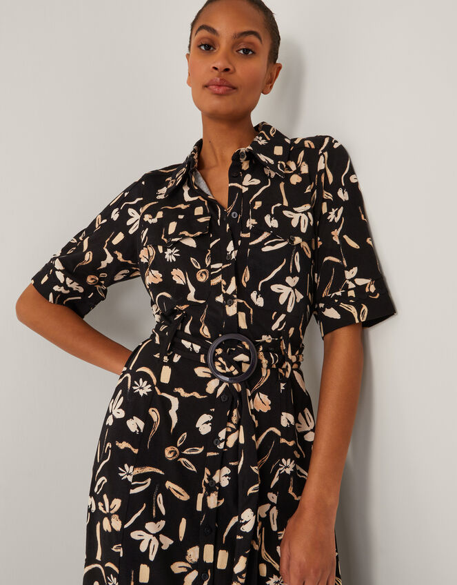 Ulla Floral Print Jersey Dress, Black (BLACK), large