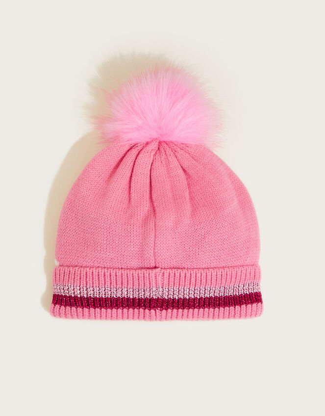 Rudy Reindeer Fluffy Beanie Hat, Pink (PINK), large
